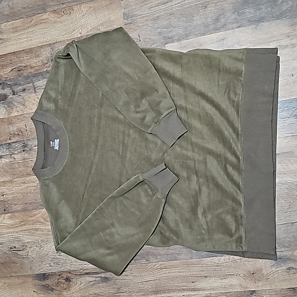 Aerie Olive Green Soft Feel Fuzzy Tunic Sweater Top